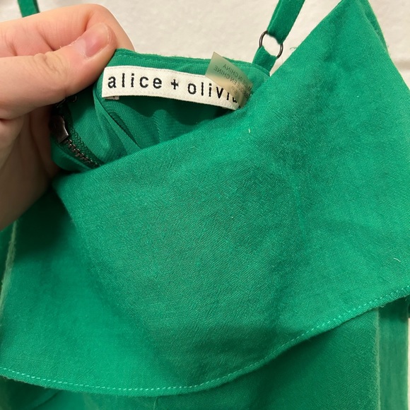 Alice + Olivia Etta Ruffle Mini Dress in Kelly Green - Picture 7 of 9